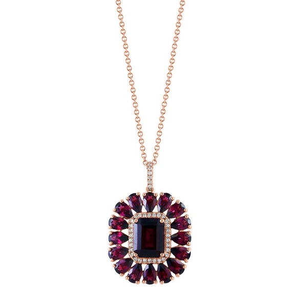 EFFY Garnet and Diamond Pendant In 14K rose gold. - Picture 3 of 3